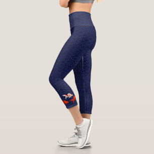 Leggings Capri Fantáneo pez dorado en el patrón de onda de Seig