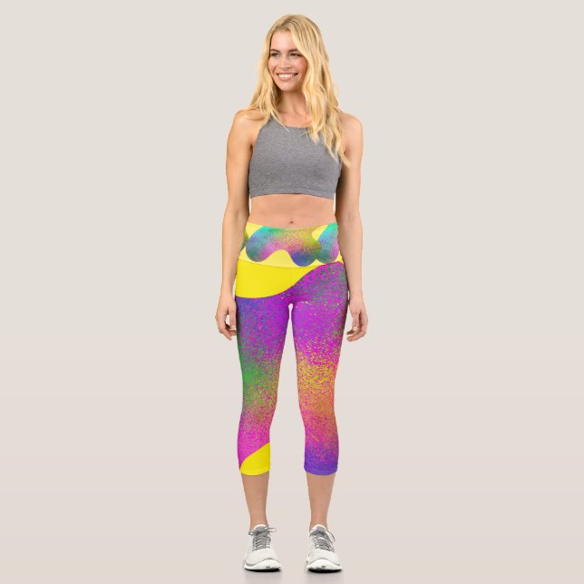 Leggings Capri Farbklecks mit bunten gesprenkelten Punkten (Anverso)