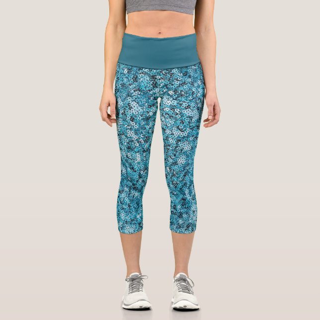 Leggings Capri Faux Sequin Blue Pattern  (Anverso)