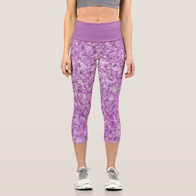 Leggings Capri Faux Sequin Pink Pattern  (Anverso)