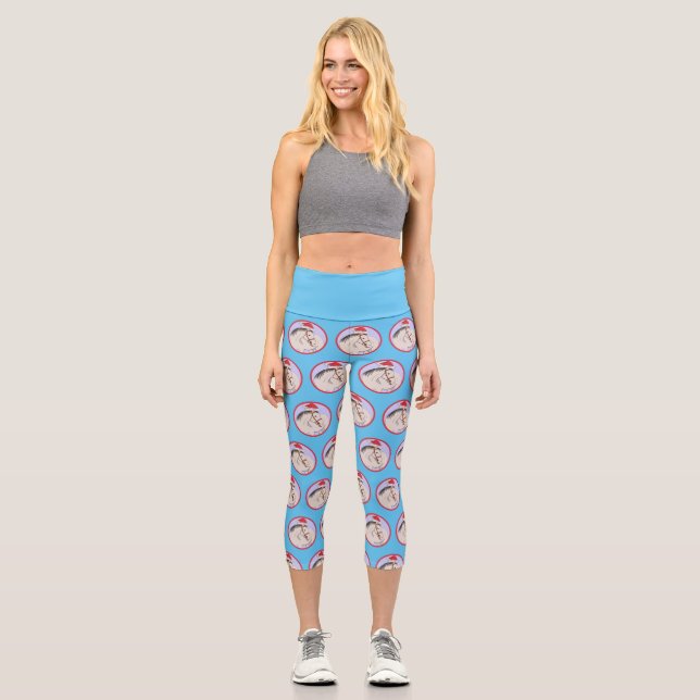 Leggings Capri Feliz caballo navideño (Anverso)