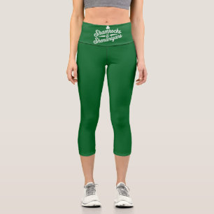 Leggings Capri Feliz Día de San Patricio, Lucky Shamrock&Shenanig