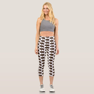 Leggings Capri Feliz ilustracion de búfalo de bisonte americano