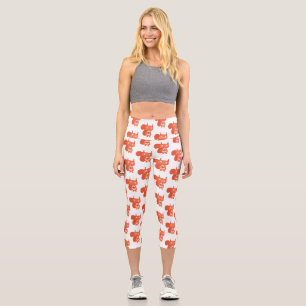 Leggings Capri Feliz ilustracion de personalizado de ardilla roja