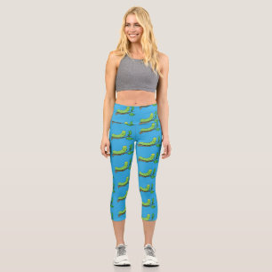 Leggings Capri Feliz ilustracion personalizado de oruga verde