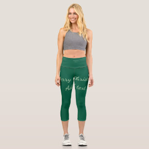 Leggings Capri Feliz Navidad verde planicie vacaciones en solitar