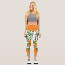 Leggings Capri Festival de Parche de Calabaza Color de la Caída V