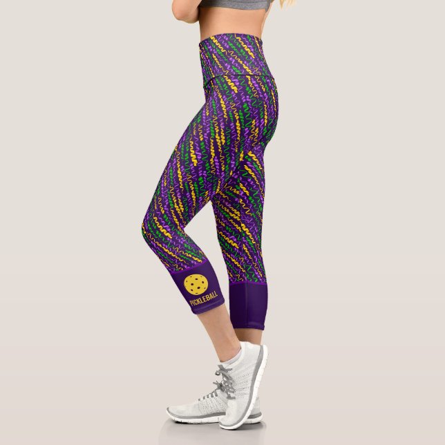 Leggings Capri Festividad de Mardi Gras Streamers Personalizado d (Izquierda)