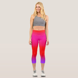 Leggings Capri Festividad Magenta Rojo Morado Ombre