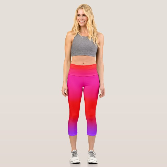 Leggings Capri Festividad Magenta Rojo Morado Ombre (Anverso)