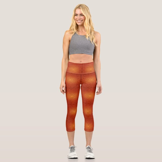 Leggings Capri Fiery Sunset Orange Abstract Texture High-Waisted  (Anverso)
