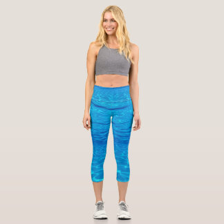 Leggings Capri Fiesta de playa azul sol océano piscina de agua co