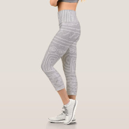 Leggings Capri Filtro gris del patrón mesopotamiano sumeriano