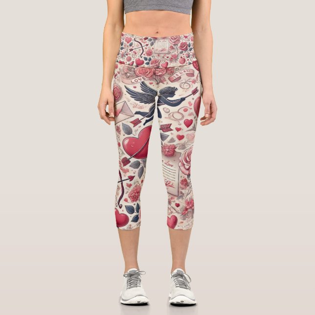 Leggings Capri Firmado con una Rosa (Anverso)