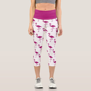 Leggings Capri Flamenco rosa brillante con patrón de destellos de