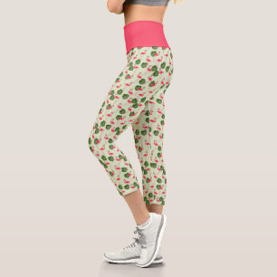 Leggings Capri Flamencos rosas y hojas de palma