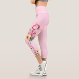 Leggings Capri Flamingo Floral Adorable