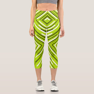 Leggings Capri Flechas en verde limón, negro y blanco