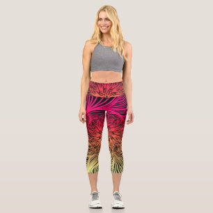 Leggings Capri Flor abstracta en líneas giratorias