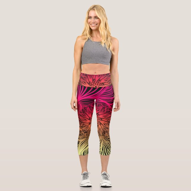 Leggings Capri Flor abstracta en líneas giratorias (Anverso)