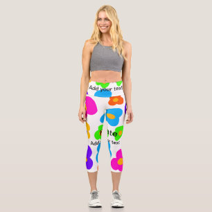 Leggings Capri Flor arcoiris orgullo amor añadir nombre texto lqb