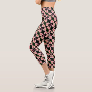 Leggings Capri Flor De Iris Con Barrido En Patrón De Resumen De P