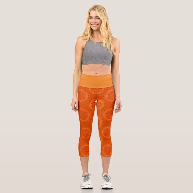 Leggings Capri Flor de la Vida - sol - patrón continuo 1 (Anverso)