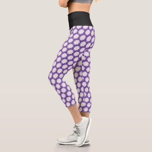 Leggings Capri  Flor de margarita estampado floral de cintura alt