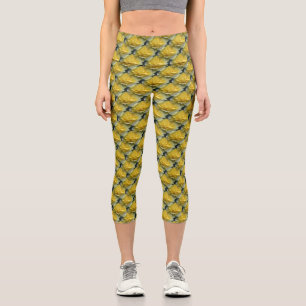 Leggings Capri Flor de rosas amarillas