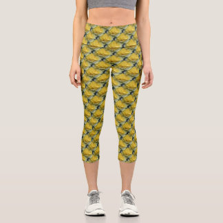 Leggings Capri Flor de rosas amarillas