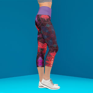 Leggings Capri Flor Mosaic Kaleidoscope Morado y Legado Rosa