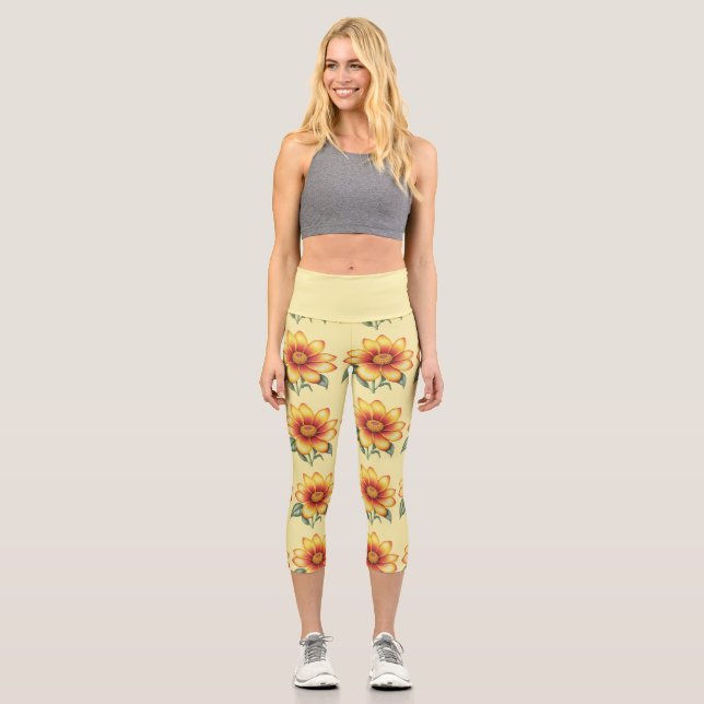 Leggings Capri Flor naranja (Anverso)