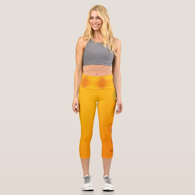 Leggings Capri Flor naranja (Anverso)