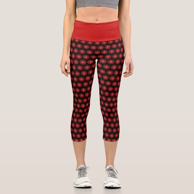 Leggings Capri Flor Red Dot Mandala (Anverso)