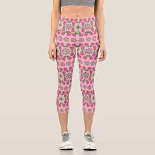 Leggings Capri Flor retro bell Mandalas Capris rosa