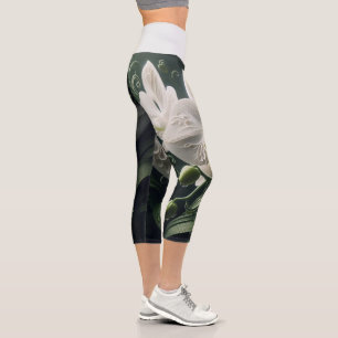 Leggings Capri Flora Orquídea Blanca