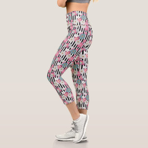 Leggings Capri Floral, a rayas