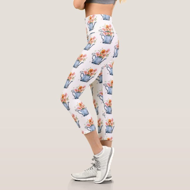Leggings Capri Floral acuática pintada a mano (Izquierda)