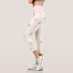Leggings Capri Floral Blanco