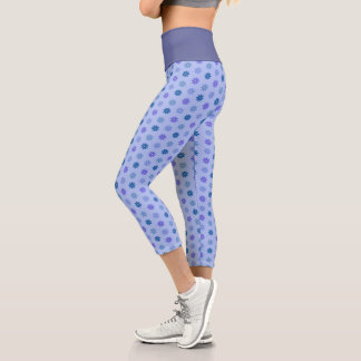 Leggings Capri Floral Blue Pattern