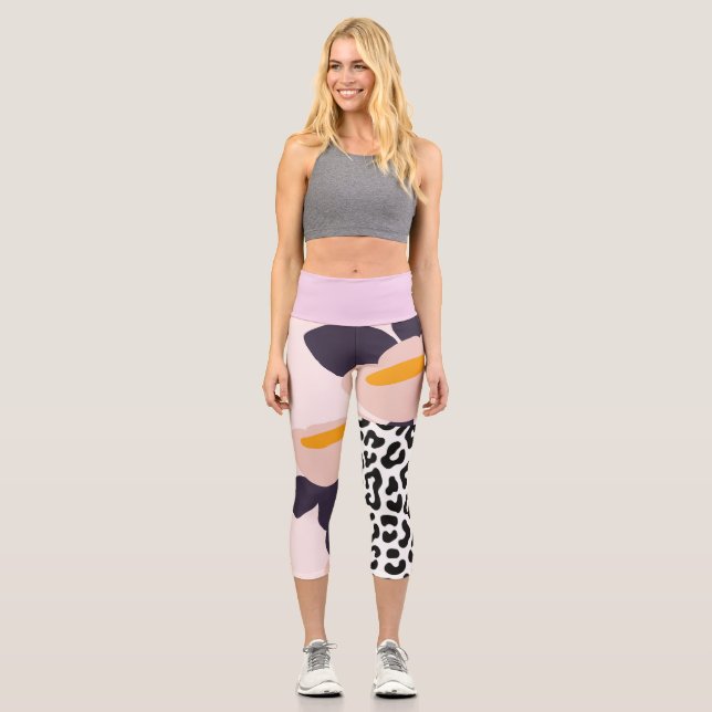Leggings Capri Floral Cheetah Crop Leging (Anverso)