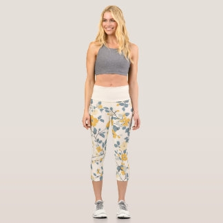 Leggings Capri Floral de algodón amarillo