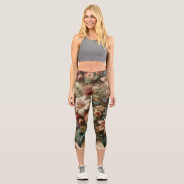 Leggings Capri Floral de Cintura Alta 