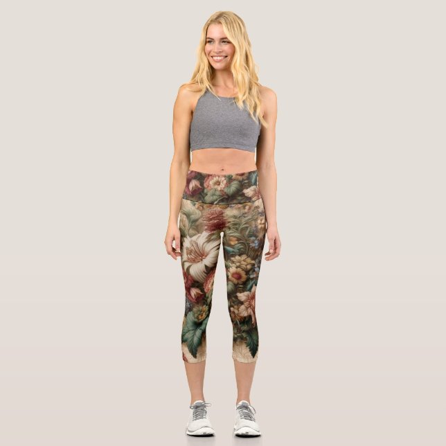 Leggings Capri Floral de Cintura Alta  (Anverso)