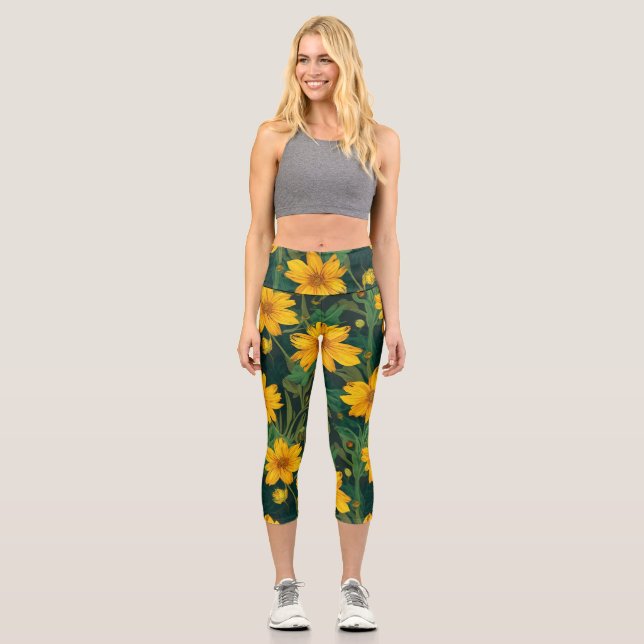 Leggings Capri Floral de Cintura Alta  (Anverso)