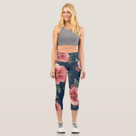 Leggings Capri Floral de Cintura Alta 