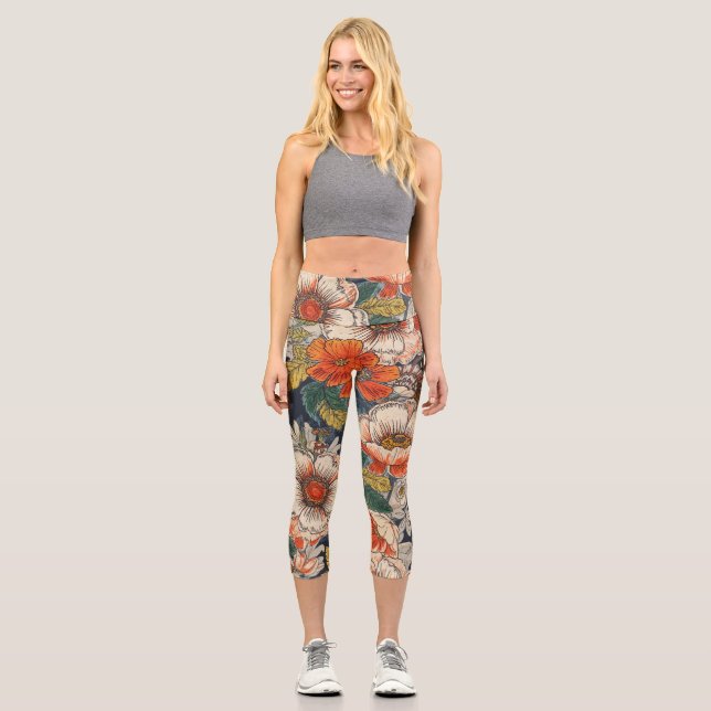 Leggings Capri Floral de Cintura Alta  (Anverso)