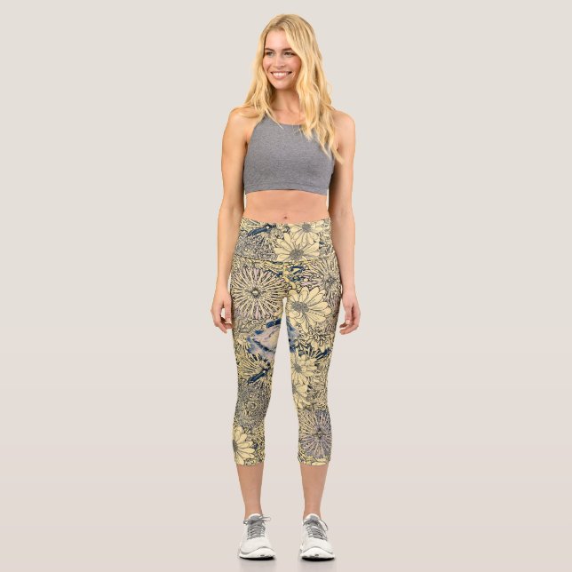 Leggings Capri Floral de Cintura Alta  (Anverso)