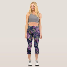 Leggings Capri Floral de Cintura Alta 