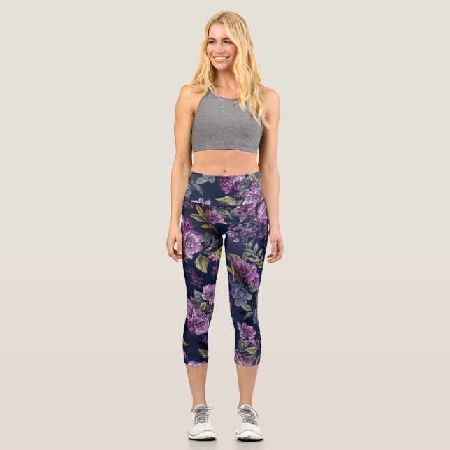 Leggings Capri Floral de Cintura Alta  (Anverso)